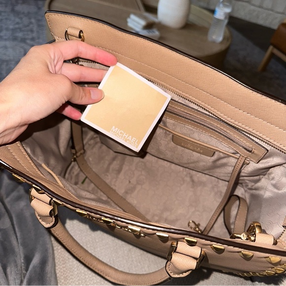 Michael Kors Taupe Studded Large Tote - Picture 5 of 5